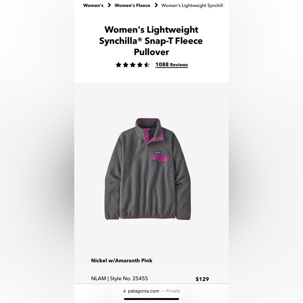 Patagonia Women's Synchilla Snap-T Fleece Pullover​​